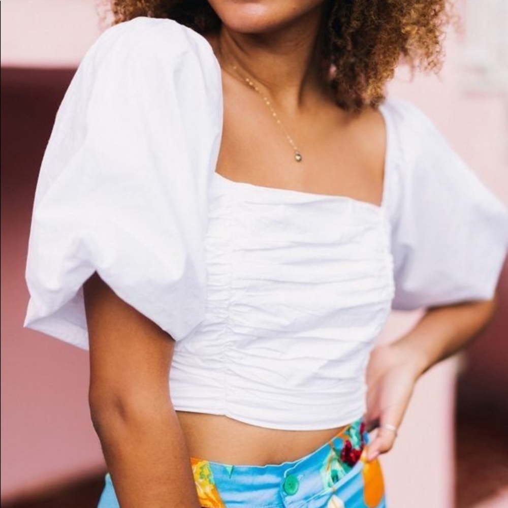 White milkmaid style crop top